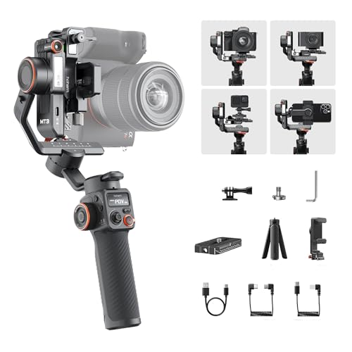 hohem iSteady MT3 Gimbal Stabilizer for Camera, 4 in 1 3-Axis Gimbal for Mirrorless/Compact Camera/Action Camera/Smartphone, OLED Display, Built-in AI Tracker with Fill Light,3.1ib MAX Payload