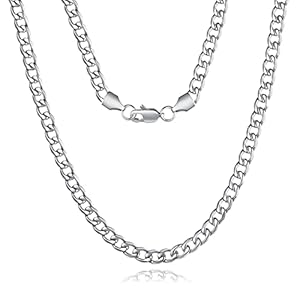 Stainless Steel Cuban Link Curb Chain Necklace for Men Silver/18k Gold Plated Flat Diamond Cut Chains, Wide 5/7/9mm