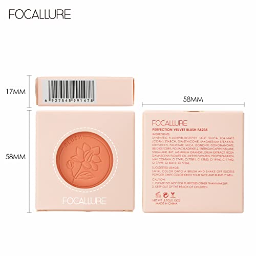 Focallure Powder Palette Blush, Matte Mineral Blush Powder, Bright Shimmer Face Blush Makeup, Contour And Highlight Blush Palette, Highly Pigmented, Long Lasting, Waterproof, Blendable, 202 #TOP6