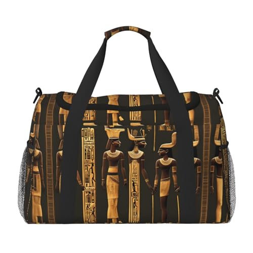 Sac de sport égyptien noir One Size avec motif hiéroglyphe antique