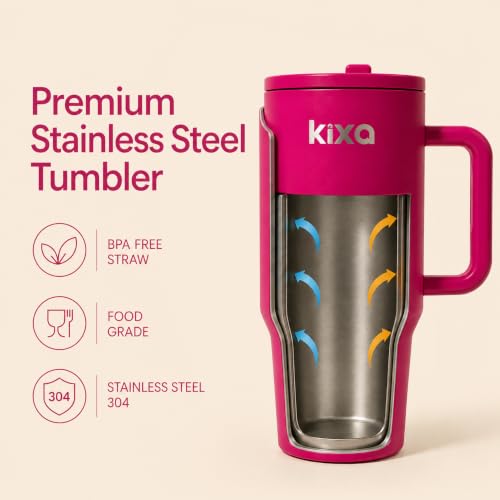 Image of HydroFlow Tumbler 1200 ml Hot & Cold Tumbler (Leakproof) (candycrush) Stainless Steel, Pink