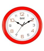 Ajanta Plastic Abstract Round Analog Wall Clock (2147, 20.5 Cm X 20.5 Cm X 3.5 Cm, Red)