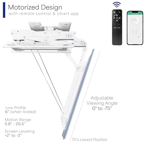 VIVO Electric Flip Down Swiveling Ceiling TV Mount for 32 to 70 inch Screens, Large Motorized Flat Ceiling VESA Mount, Master Pack, White, MOUNT-E-FD70S-W