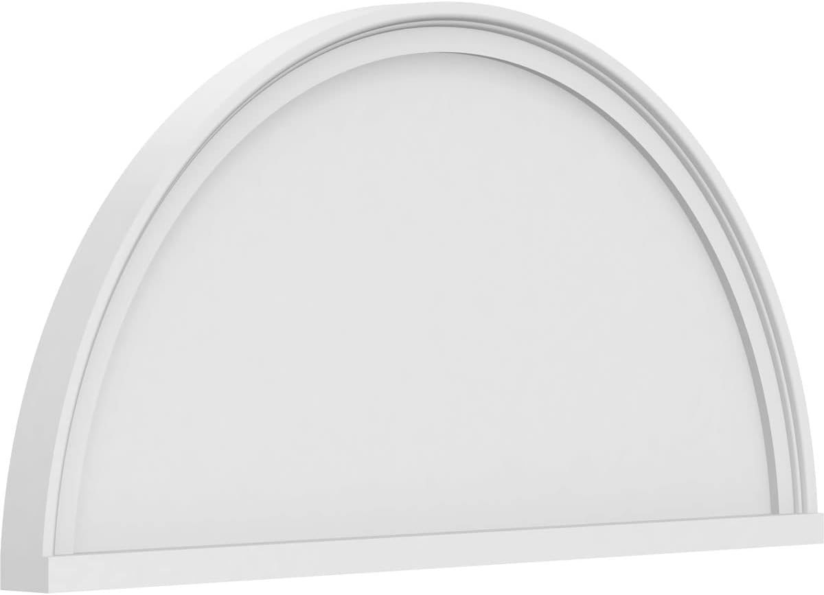 34"W x 17"H x 2"P Half Round Smooth Architectural Grade PVC Pediment