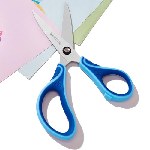 Conjunto de 3 tesouras de estudante de 18 cm, tesouras de segurança para crianças, lâminas de ponta