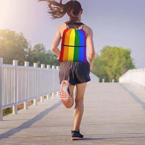 Image of LGBT Gay Pride Drawstring Backpack, Waterproof Rainbow Lesbian Gym Drawstring Bags, String Bag Sackpack for Beach Yoga Traveling Gifts, Men Women Cinch Sports Sack with Zippered Pocket