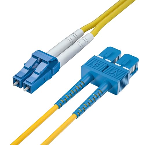 Image of 10Gtek Fiber Patch Cable - LC to SC OS2 1G /10G Singlemode Jumper Duplex 9 /125 LSZH Fiber Optic Cord, Yellow, 3-Meter(9.8-ft)