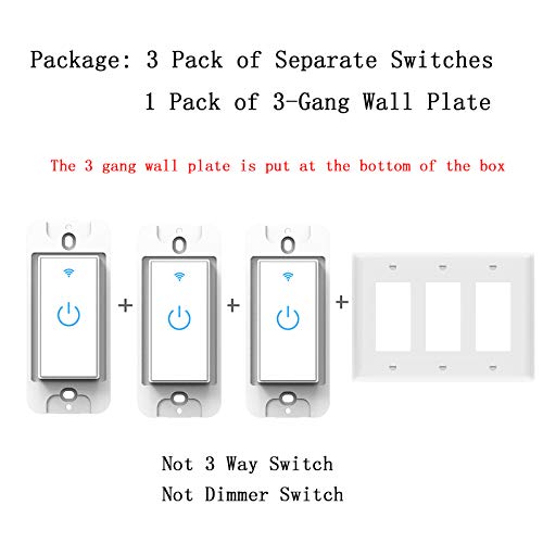 Smart Switch Wifi Light Switch 3 Gang Wireless Light Switch Compatible With Alexa And Google Home #TOP6