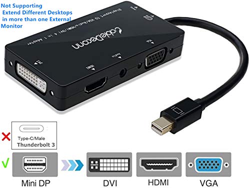 CableDeconn 4-in-1 Mini Displayport (Compatible Thunderbolt) to Hdmi/dvi/vga Adapter Cable with Audio Output