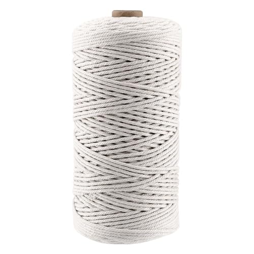 Bhina Rollo de Cuerda de Algodón Macrame 2mm x 200M - Hilo Trenzado para Jardinería, Envolver Regalos, Hornear, Manualidades y Decoración