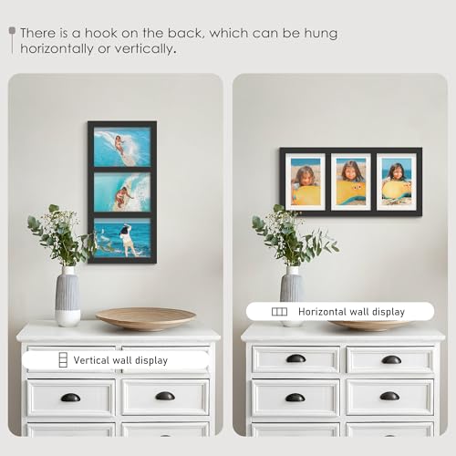 Image of DUENPY 5x7 Picture Frame Collage Holds 3 Photos Made of High Definition Glass, Mat for Display 4x6 Picture Frame Collage Photo for Wall Decor Black