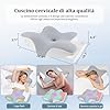 Infaebo Cuscino Cervicale Memory Foam Ergonomico, Cuscino Cervicale Ergonomico in Schiuma per Dormitori Laterali, Supini e Proni, 62x41x13/11 cm, Grigio