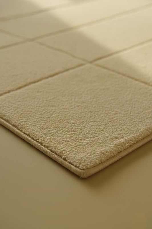 Hand-Tufted Wool Area Rug – Contemporary Geometric Grid Design, Elegant Rugs for Living Room, Bedroom, Dining Space & Entryway 9 x 12 Feet Beige