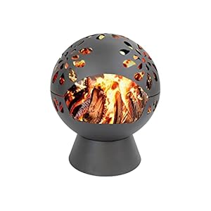 GardenCo Globe Fire Pit – Large 60cm Outdoor Round Firepit for Garden and Patio – Wood Burner Fire Basket – Weatherproof Cover (Black)
