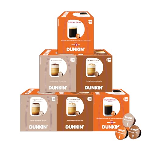 Dunkin Donuts Variety Box 60 Kaffeekapseln 3 Sorten: Cappuccino Caramel Latte & Original Blend kompatibel mit Dolce Gusto Kapselmaschinen cremig & aromatisch Geschenkidee
