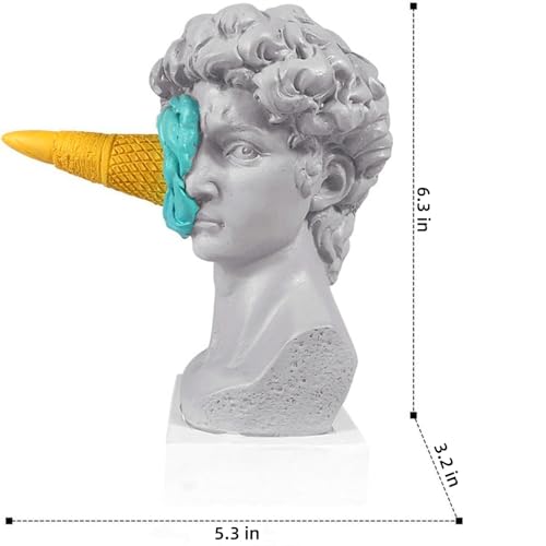 Estatua decorativa cabeza David helado de resina azul 16cm miniatura 2
