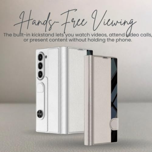Image of TechTrendz Case for Samsung Galaxy Z Fold 7 Stand Case with Pen Slot, Luxury Flip Electroplated Shockproof Glass Hybrid Leather Flip Cover for Z Fold 7 Back Cover [Pen Not Included] (Titanium G)