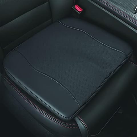 LifeUp PU Leather Car Seat Cushion Non-Slip Memory Foam Car Seat Cover Breathable Portable Booster Seat Cushion for Front Left Driver Side Home Office (Black) Cover
