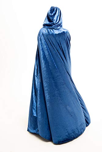 Little Adventures Deluxe Velvet Adult Cloak Cape with Lined Hood (Blue) - Machine Washable Adult Cosplay Dress-Up Cloaks with No Glitter