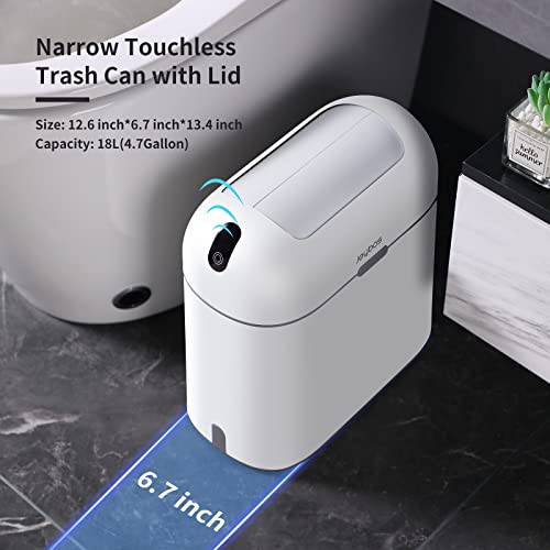 Judrdo Touchless Bathroom Trash Can With Lid, Office Garbage Cans With Automatic Lid,Motion Sensor Trash Bin For Bedroom,Butterfly Slide Away Lid 4.6 Gallon Wastebasket, Suitable For Toilet, Rv, White #TOP5
