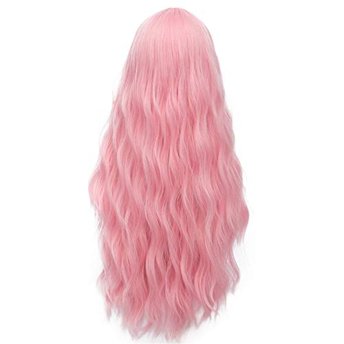 Probeauty Long Pink Wig Light Pink Wig For Women Synthetic Heat Resistant Curly Wave Cosplay Wig For Halloween Costume #TOP28