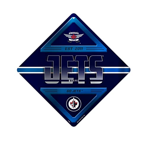 NHL Rico Industries Winnipeg Jets Metal Crossing Sing - Home Decore Perfect for Bed Room, Man Cave, Garage