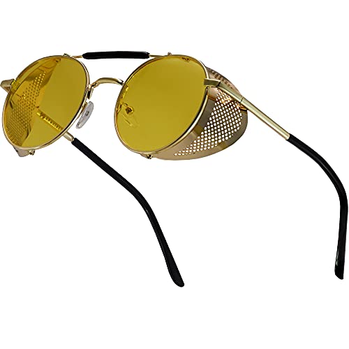 XFentech Steampunk Gafas de Sol - Gafas de Sol Redondas