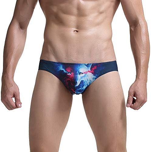 Azuki mens 3D wolf leopard bulge pouch kikini briefs-XL