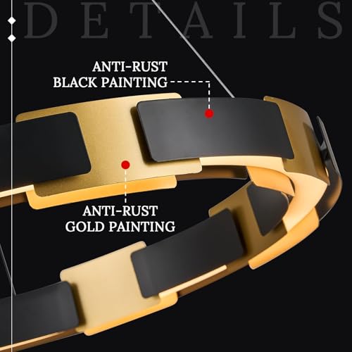 Image of LED Ring Chandelier Modern Black Gold Chandeliers for Dining Room Dimmable