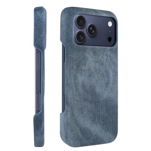 aidvaia Magnetic Phone case Compatible with iPhone 17 Pro Max Case Denim Fabric, Compatible with Magsafe - Vintage Leather - Slim Fit & Soft Feel - Dark Blue.