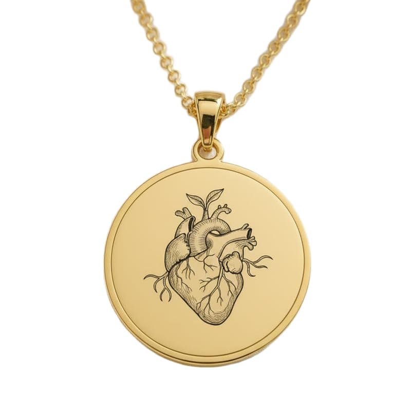 Collier pendentif cœur gravé en argent plaqué or, le cadeau idéal
