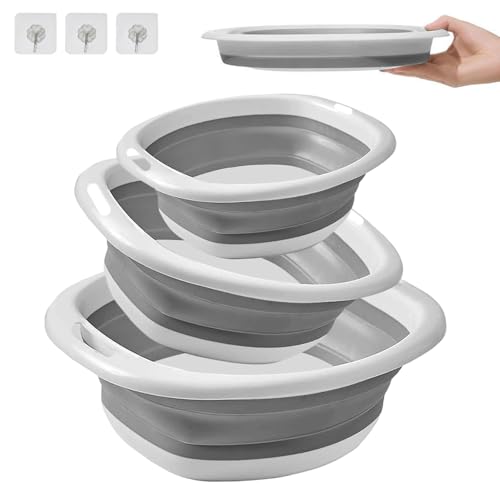 3 Pcs Bassine Pliable,Seau Pliable,Bac de Lavage,Bassine Retractable Nettoyage Lavabo...
