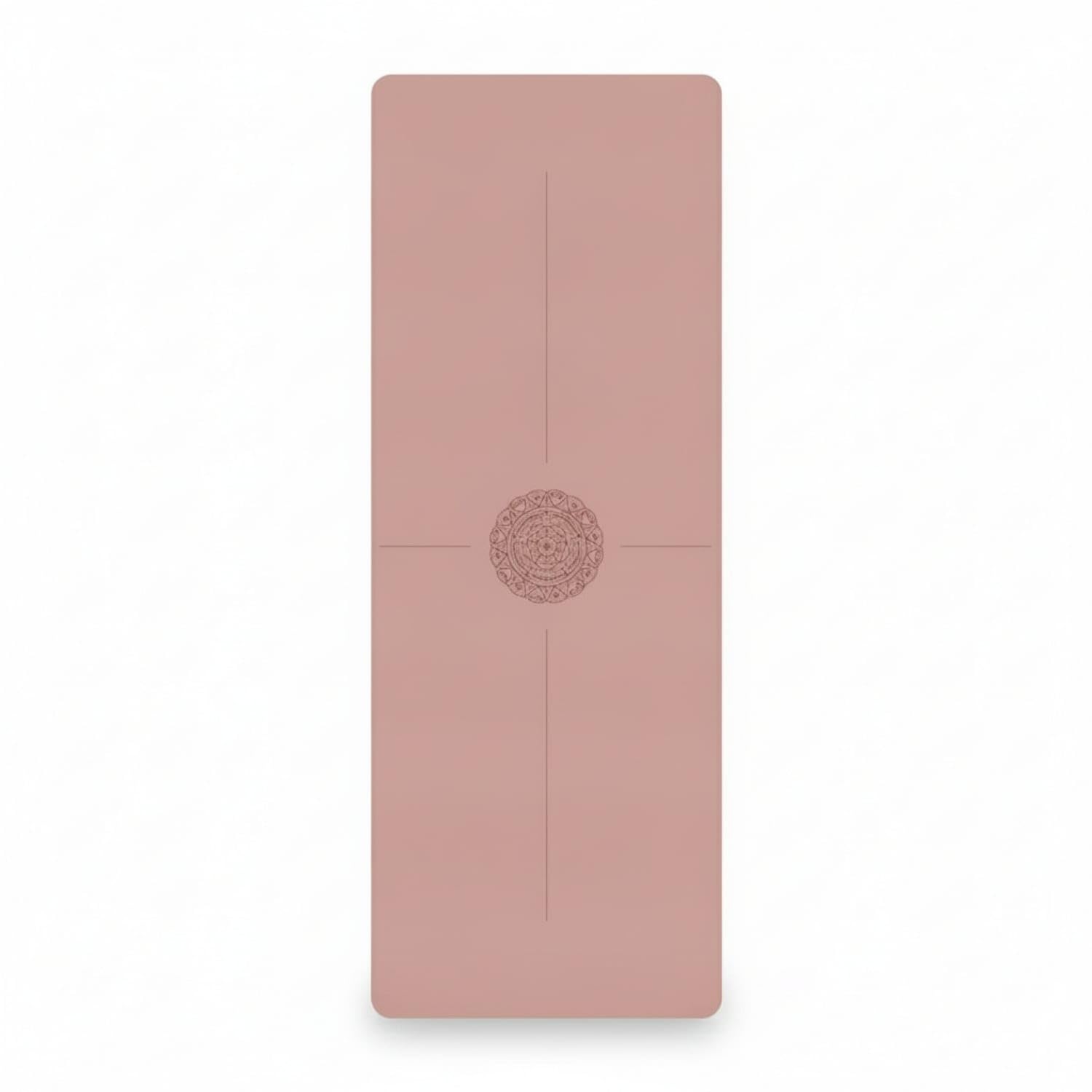 Center Medallion Pattern Exercise Mat Solid Color Alignment Exercise Mat, Light Brown, Single Line-picture-13