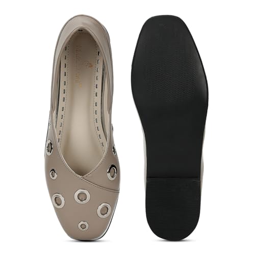 Image of Marc Loire Women's Slip-On Solid Ballerina Flats | Embellished | Round Toe | PU Upper | Comfortable Casual Footwear