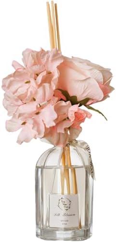 Reed Diffuser Set, Pretty Valley Home Dried Flowers Diffuser 120Ml / 4.05 fl OZ Gift Box - Includes Sticks, Long Lasting Fragrance Oil and Glass Bottle for Office Living Room Decor (Silk Blossom)