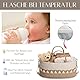 SEBRAM Wickeltisch Organizer Baby – Wickelkorb Boho aus Baumwollseil, Windel Organizer Caddy & Windelkorb mit Isoliertaschen und Tragegurt (BEIGE) - Inklusive weißer Griffe siehe Video