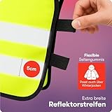 PURAHELP® Warnweste Kinder (3-12 Jahre) Sicherheitsweste [2 Stück - Dino & Einhorn] für den Schulweg, Fahrrad, Kindergarten - Reflektierende Warnweste Gelb