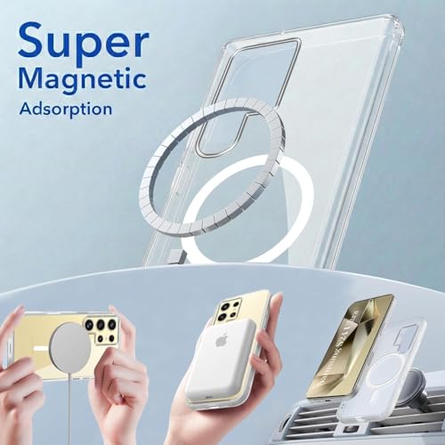 Image of Jkobi Lifetime Anti-Yellow MagSafe Compatible Clear Back Case Cover for Samsung Galaxy S24 Ultra (Sleek Hard Crystal | Shockproof and Camera Protection)
