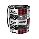 Rustic Cabin Wild Lodge Bear Car Trash Can, Collapsible Hanging Car Rubbish Bin Basket Bins