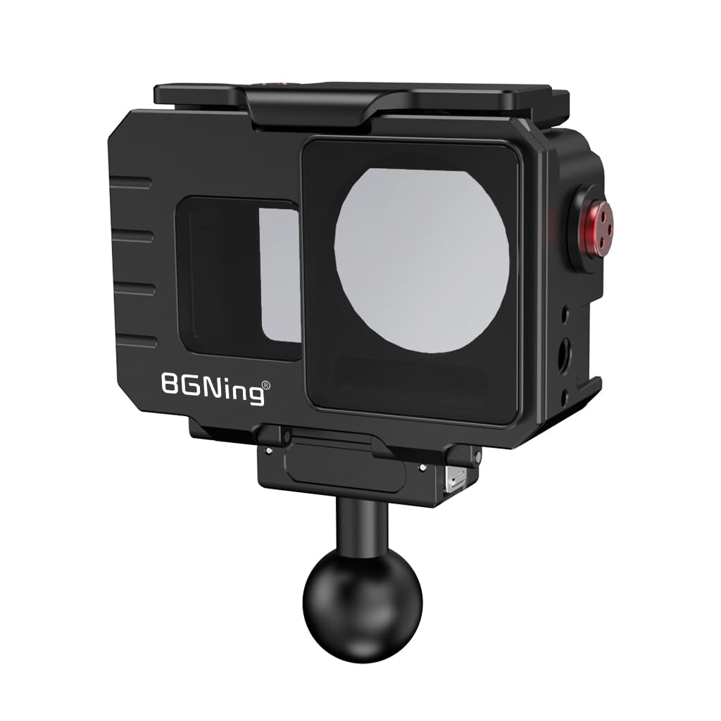 BGNing Diving Camera Protective Frame, Compatible with Action5PRO/4/3 Aluminum Sports Camera Deep Sea Waterproof Case, 80M Underwater Photography (one inch Ball Head)