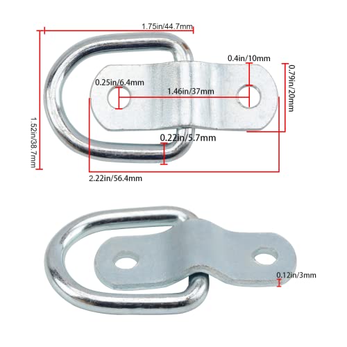 Xstrap 24 Pieces D-Ring Tie Down 1/4 Inch Stainless Steel D-Rings Trailer 700 Lbs D-Ring Bracket D Ring Mounting Plate For Ratchet Tie Down Straps Car Truck Bed Cargo #TOP1