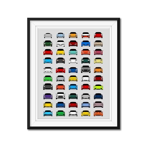 Custom Car Posters History of Porsche Evolution Print Wall Art Handmade Decor Best of Porsche Generations - Multi, 11x14