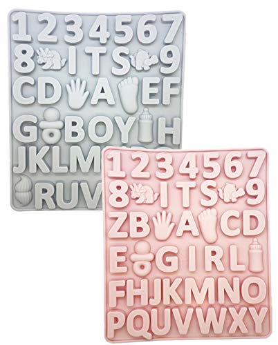 Set Of Two Different Color Silicone Mold Alphabet And Number “It’s A Girl” And "Its A Boy" Mold Chocolate Fondant Decorating Silicone Tray #TOP26