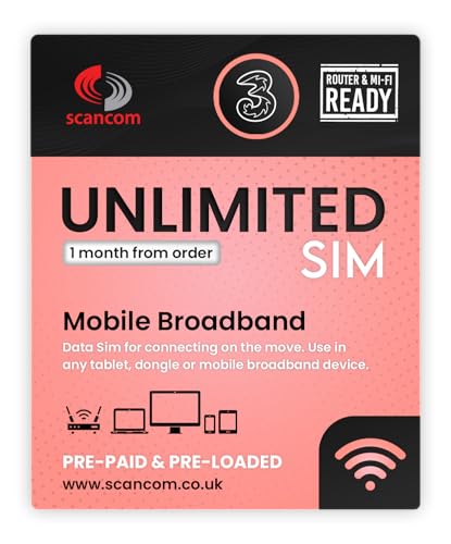 Three Unlimited Data SIM – Uncapped 5G Speeds – Preloaded for 1 month from Order – No Contract – Plug & Play for Business Broadband, Routers & Phones