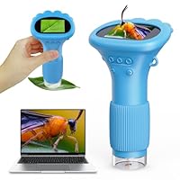 Ashfly Mikroskop für Kinder, Mini Lemoni Mikroskop - 2,0" IPS-Bildschirm LED Lights -Anschluss an PC, Werkzeug, im Alter von 3, 4, 5, 6, 7, 8, 9, 10, 11, Blau