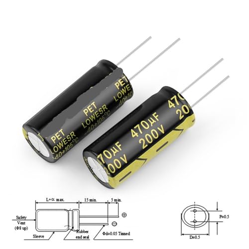 Condensateurs électrolytiques en aluminium 200V 470UF 18x40mm en lot de 10 pièces - 2