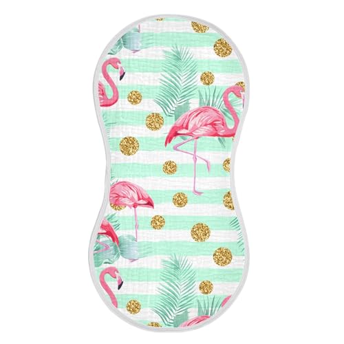 xigua Flamingos Muslin Baby Burp Cloths Set of 4, Super Soft & Absorbent Burping Rags, Cotton Burp Clothes Shower Gift for Newborn, Baby Girls and Boys