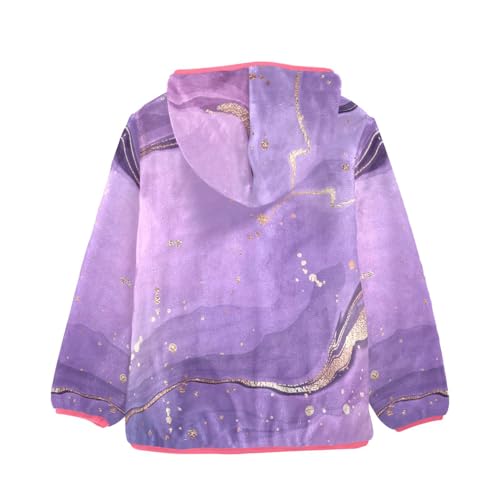 GuoChe Purple Marble Texture Gold Girls Sherpa Lined Hoodie2