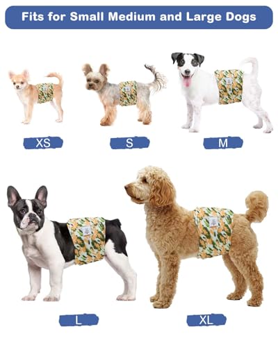 Image of CuteBone Dog Diapers Male 4 Pack Puppy Wraps Reusable Doggie Belly Bands for Male Dogs Small Medium Large