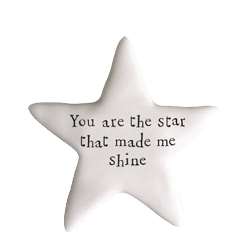 East Of India White Tiny Porcelain Star Token With Words | Pocket Keepsake Gift